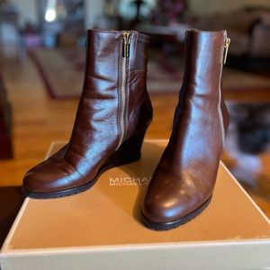 Michael Kors boots.  Brown leather wedges
